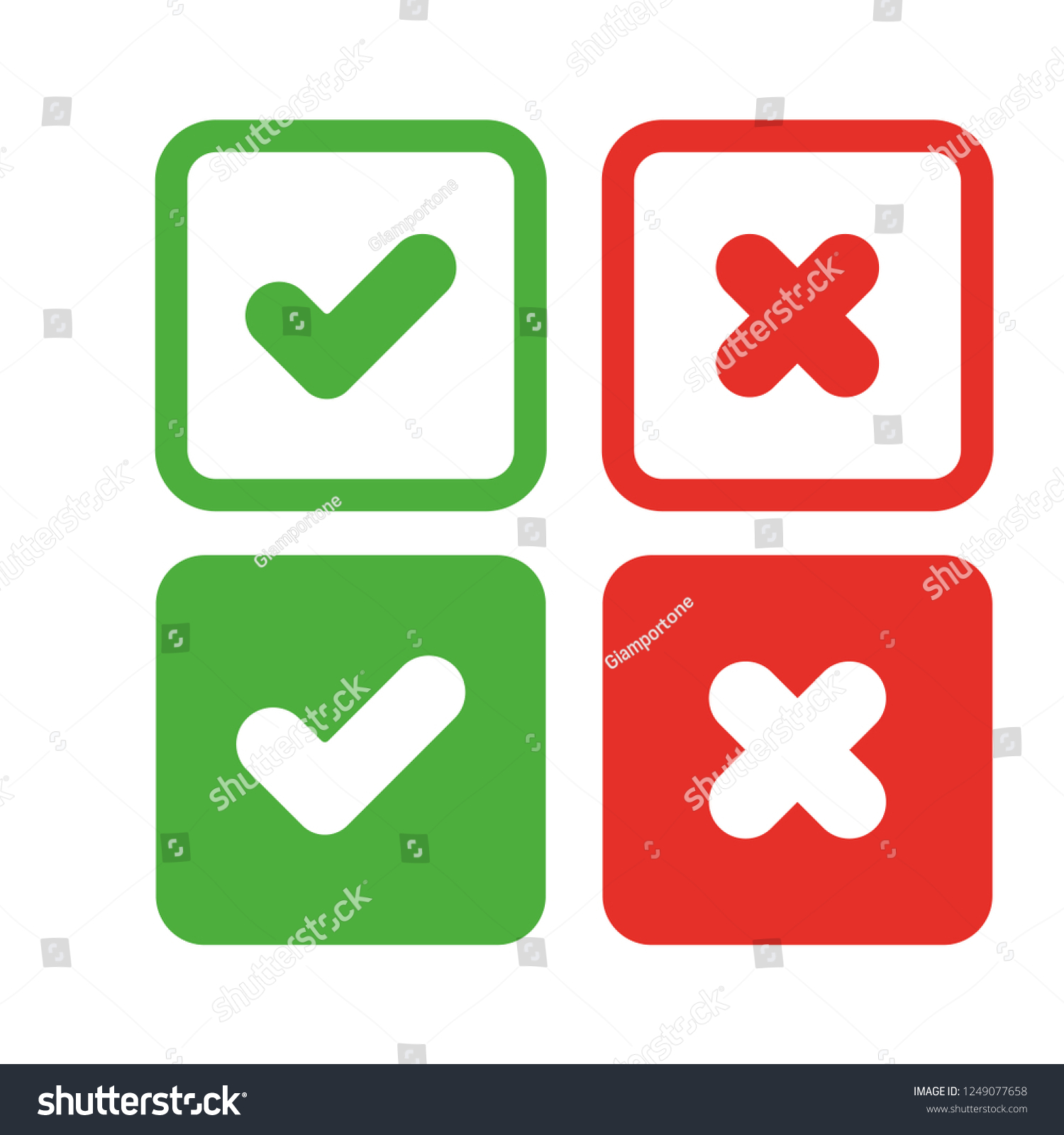 Green Check Mark Red Cross Vector Stock Vector Royalty Free