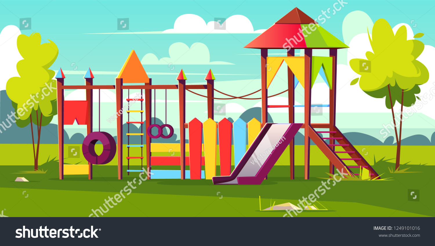 Vector Bright Playground Children Park Game Stock Vector (Royalty Free ...