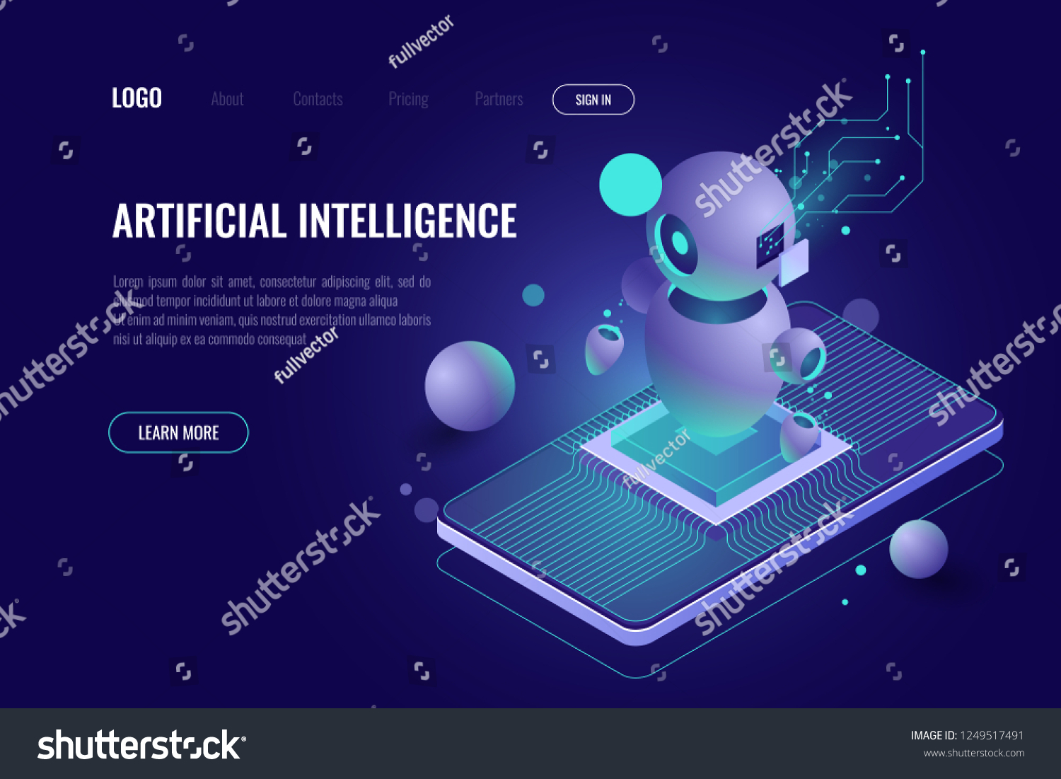 Artificial Intelligence Ai Isometric Robot Technology Stock Vector ...