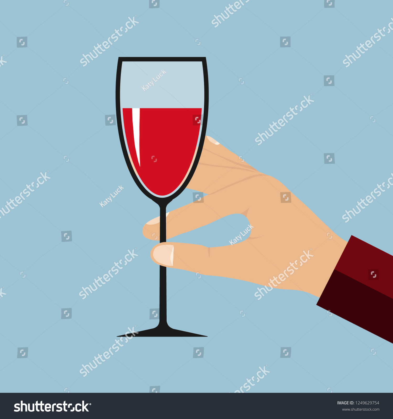 Illustration Hand Holding Glass Wine Flat Stock Vector Royalty Free 1249629754 Shutterstock 8470