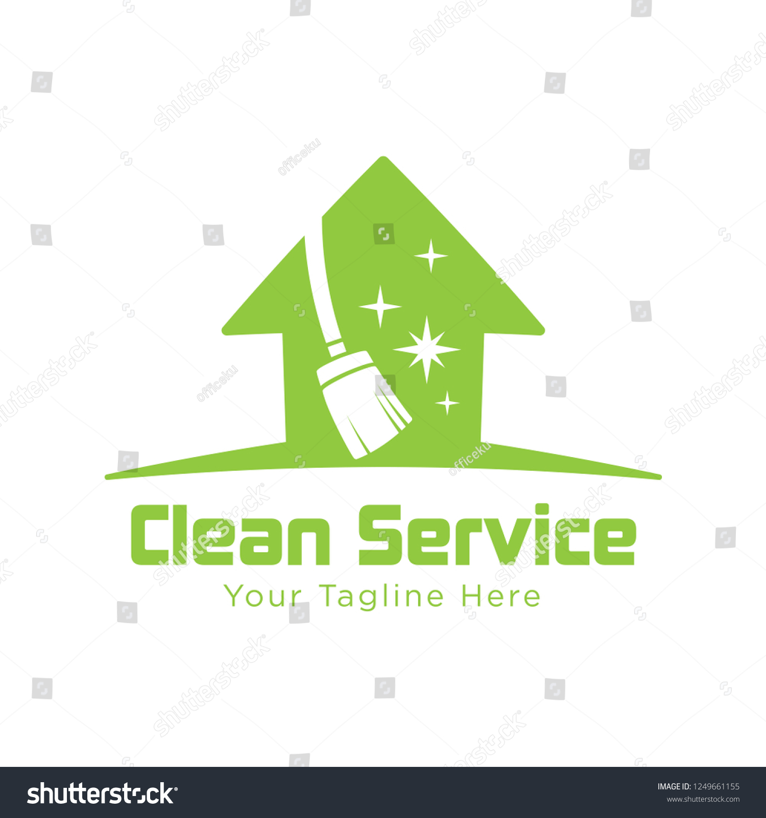 Broom Cleaning Service Logo Home Clean Stock Vector (Royalty Free ...