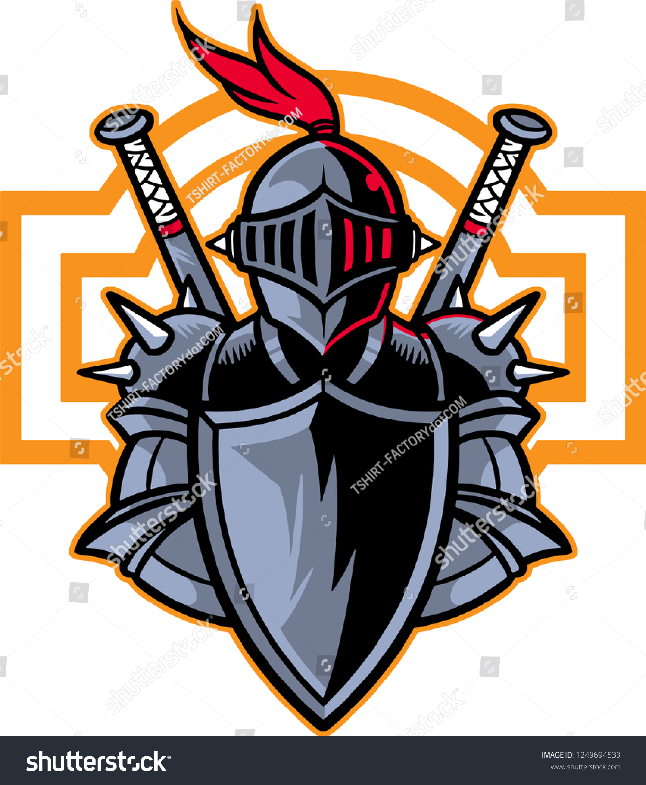 Illustration Shows Medieval Black Knight He Stock Vector (Royalty Free ...