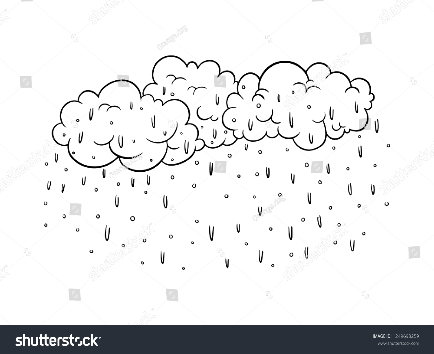 Black White Line Art Rain Sketches Stock Vector (royalty Free 