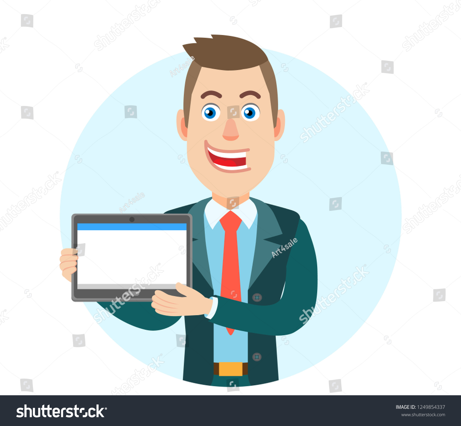 Portrait Cartoon Businessman Character Vector Illustration Stock Vector