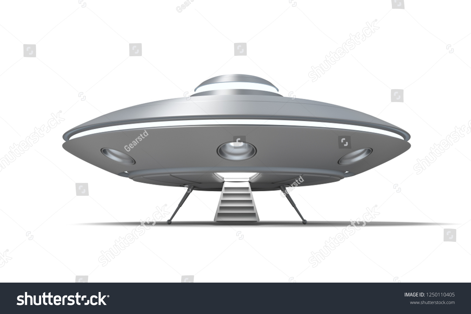 3d Rendering Ufo Standing On Ground Stock Illustration 1250110405 ...