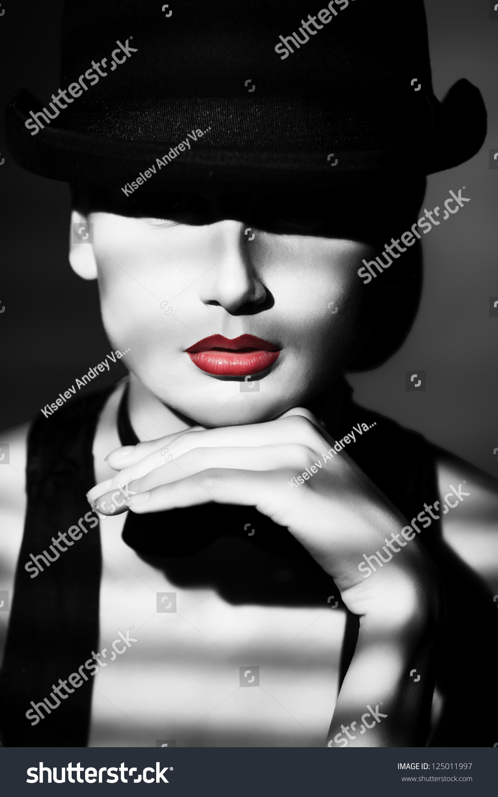 Portrait Elegant Young Woman Posing Black Stock Photo 125011997 ...