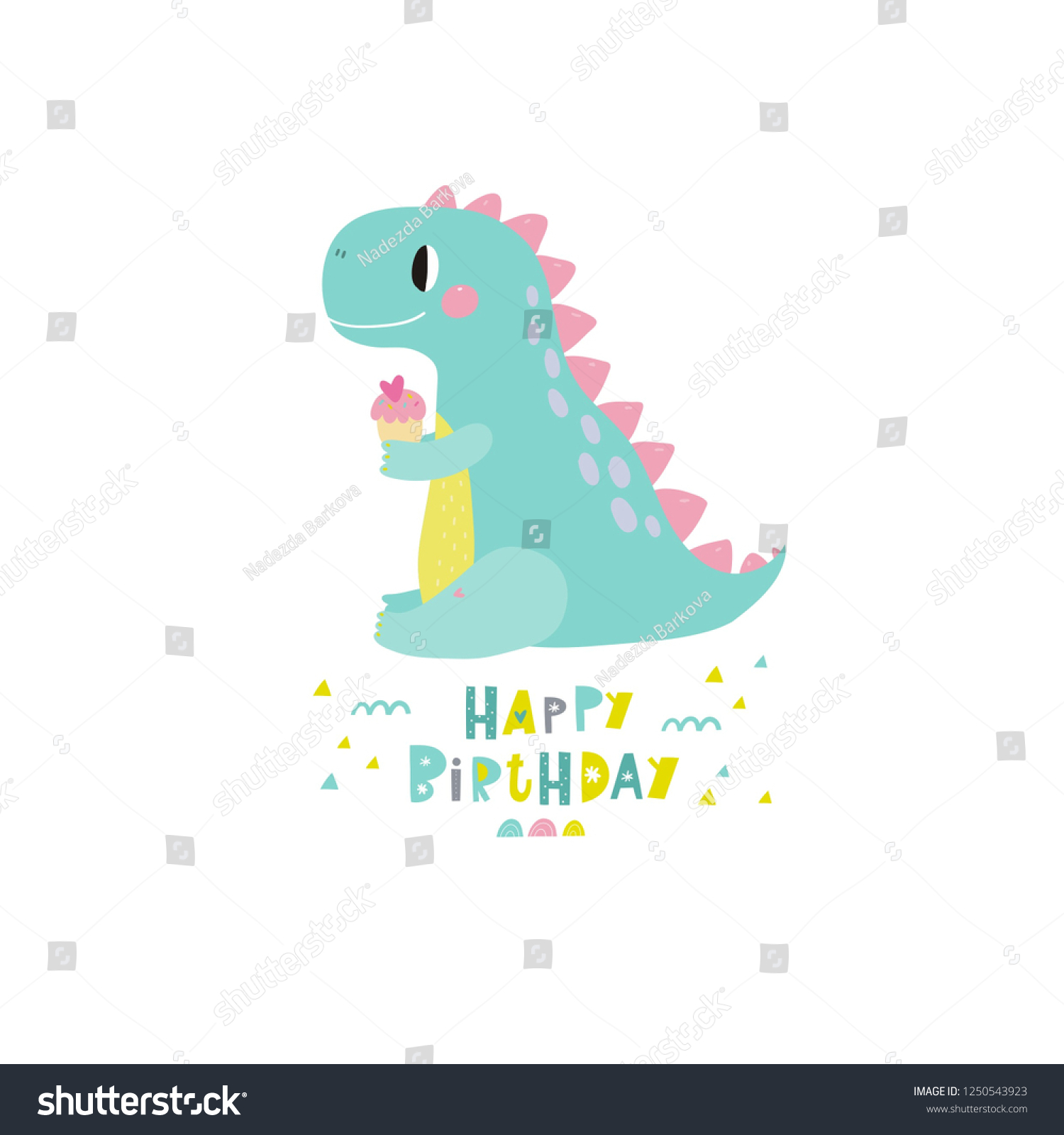 Cute Dinosaur Vector Print Kids Happy Stock Vector (Royalty Free ...