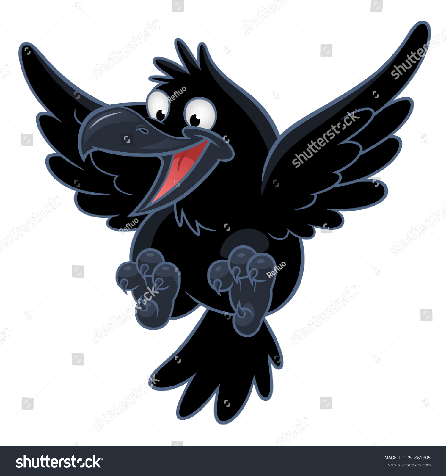 Cartoon Flying Raven On White Background Stock Vector (Royalty Free ...