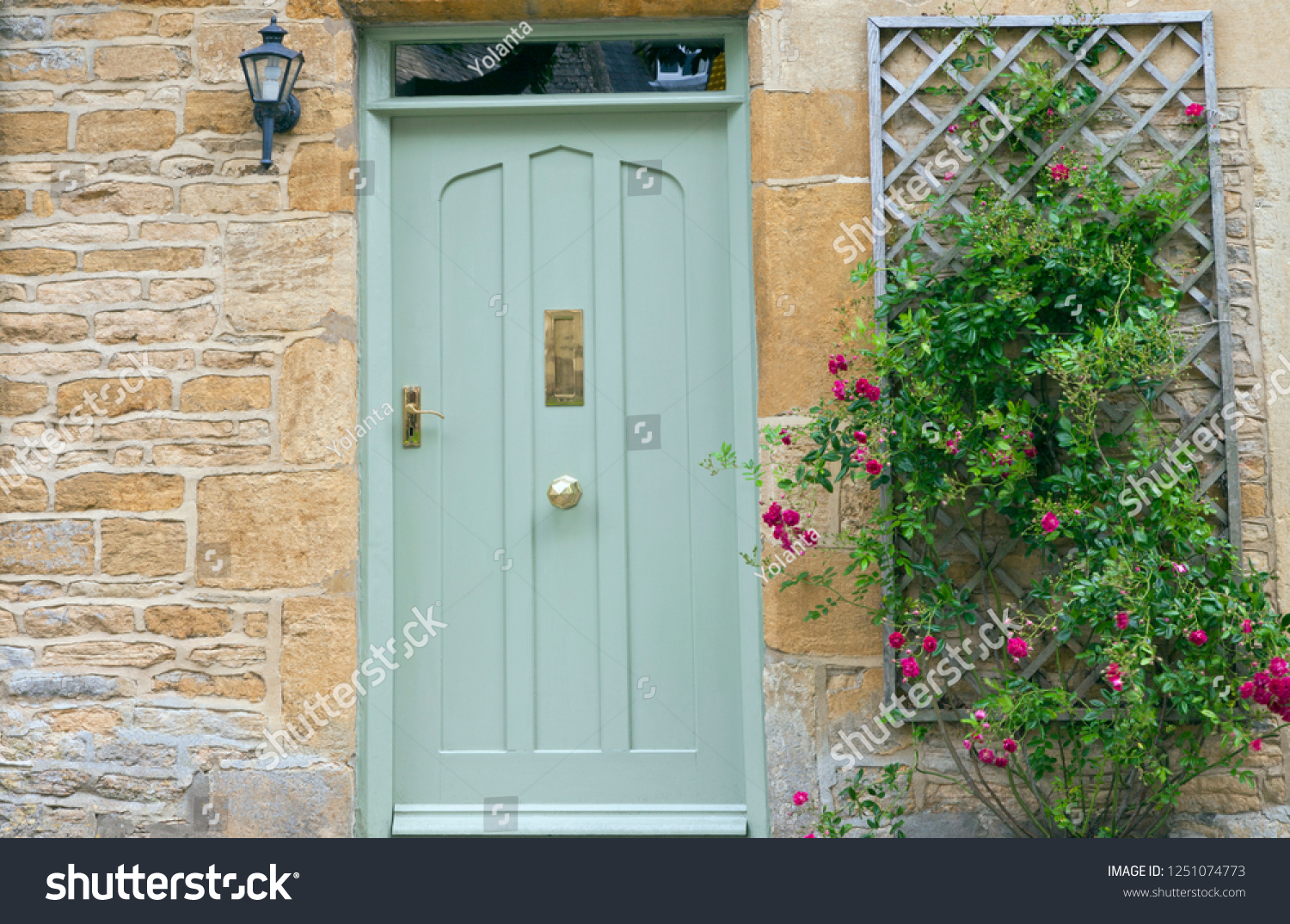 Light Green Wooden Doors Old Traditional Stock Photo 1251074773 ...