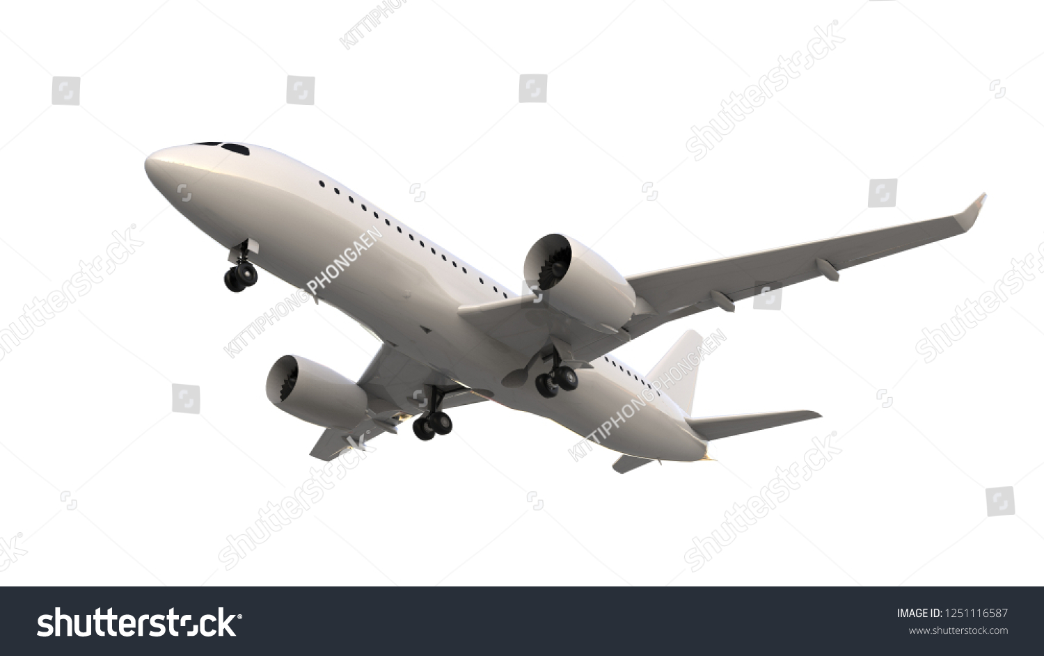 Plane On White Blackground 3d Rendering Stock Illustration 1251116587 ...