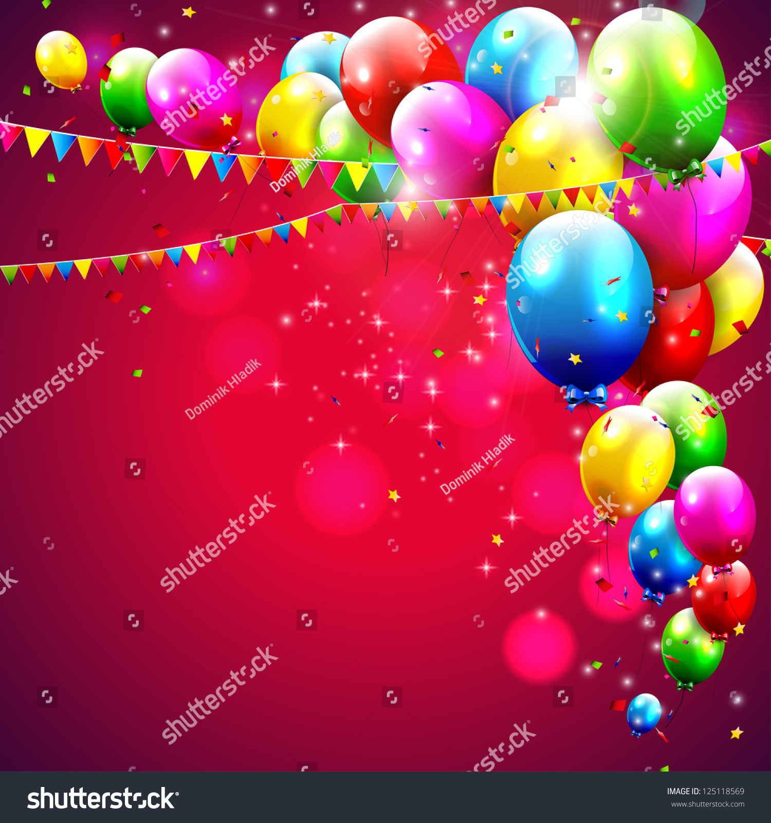 Colorful Birthday Balloons On Red Background Stock Vector (Royalty Free ...
