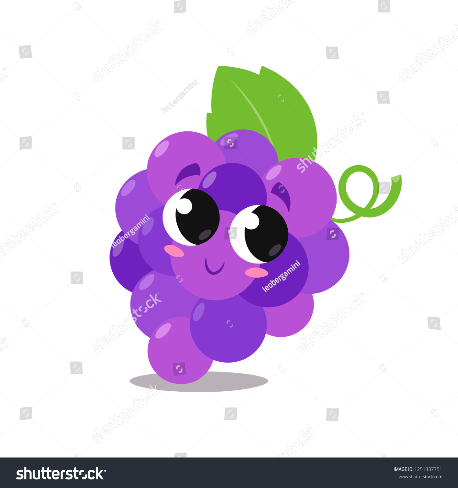 Cute Grapes Cartoon Fruit Character Vector Stock Vector (Royalty Free ...