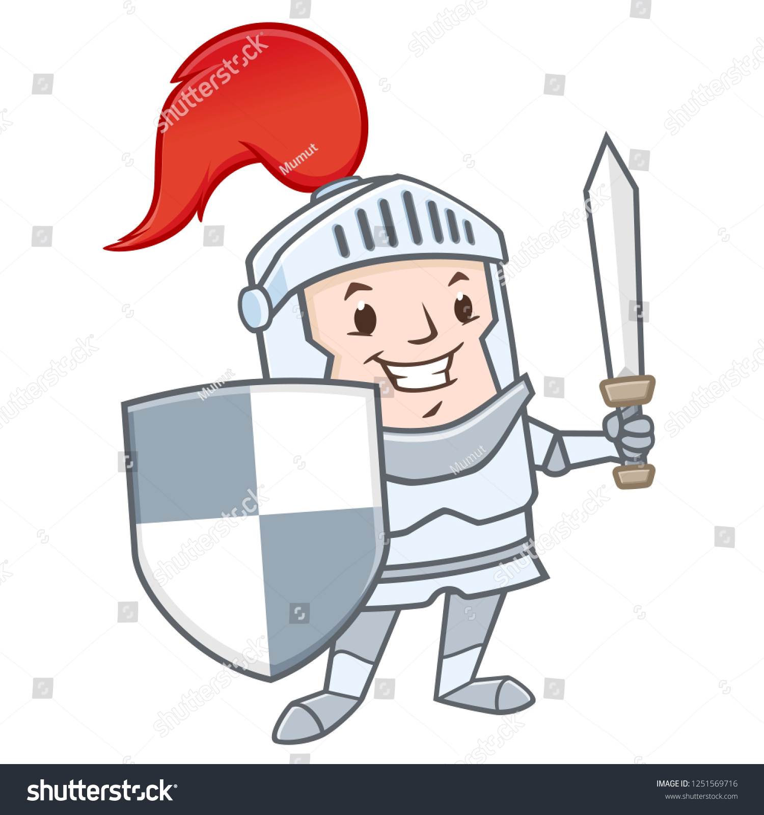 Vector Illustration Funny Cartoon Knight Design Stock Vector (Royalty ...