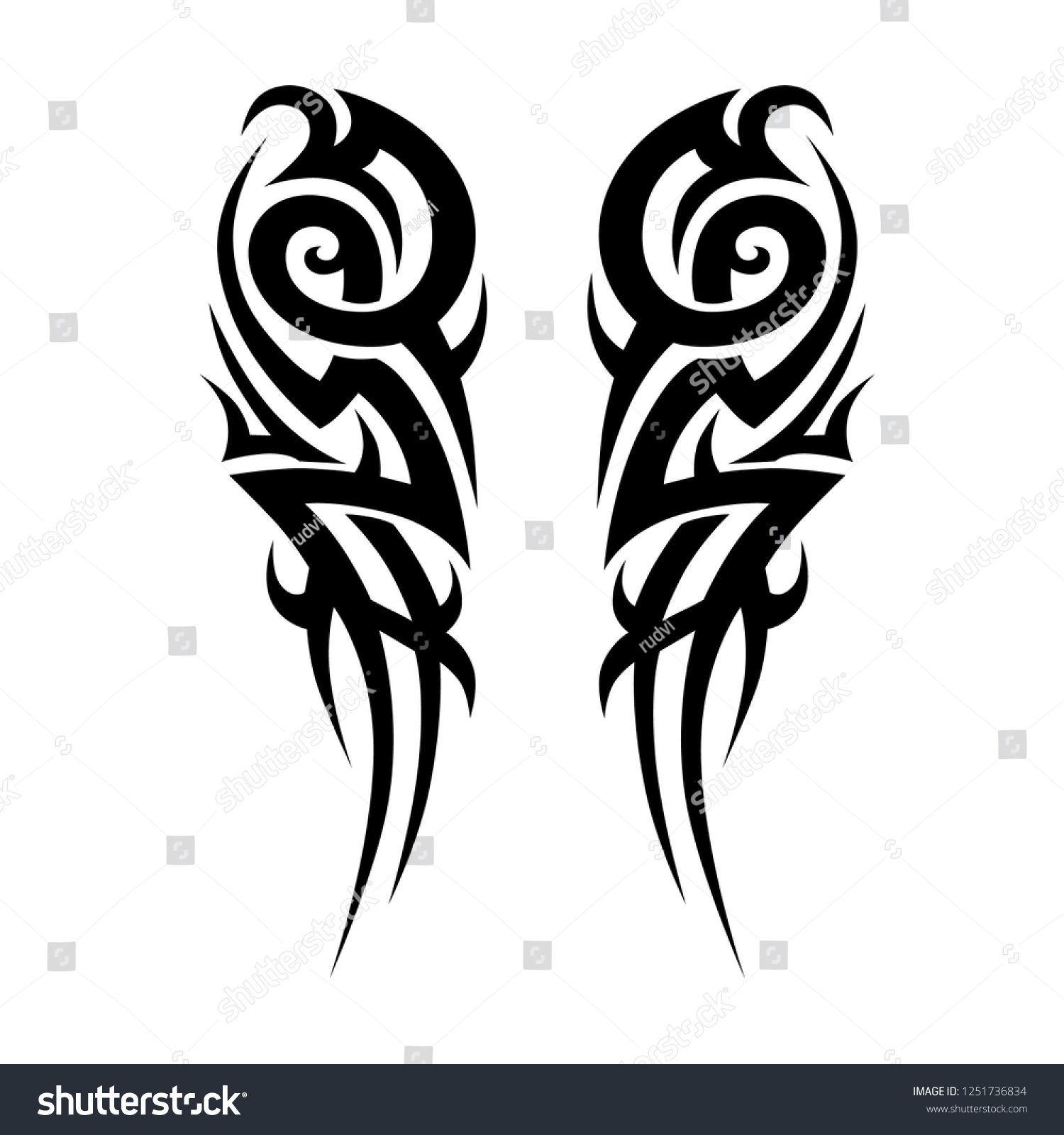 Tatttoo Tribal Sleeve Symmetric Pattern Elements Stock Vector (Royalty ...