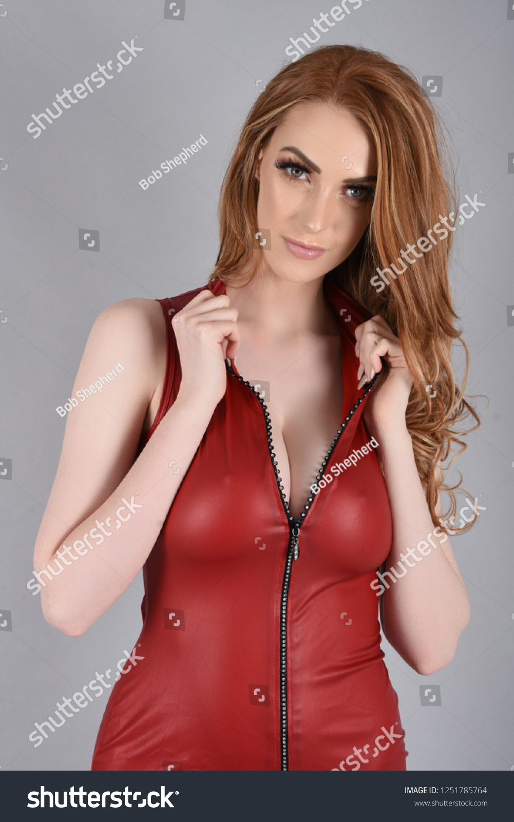 Beautiful Tall Slim Busty Redhead Wearing Stock Photo Shutterstock