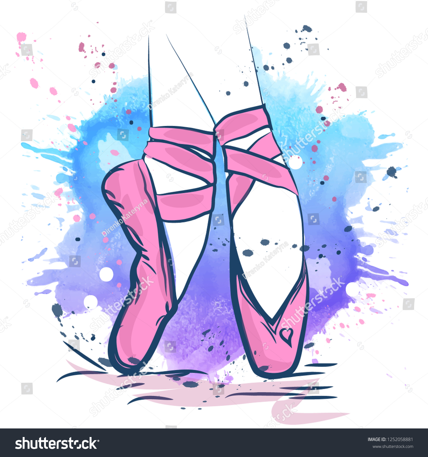 Pink Ballet Shoes Illustration Made Outline Stock Vector (Royalty Free