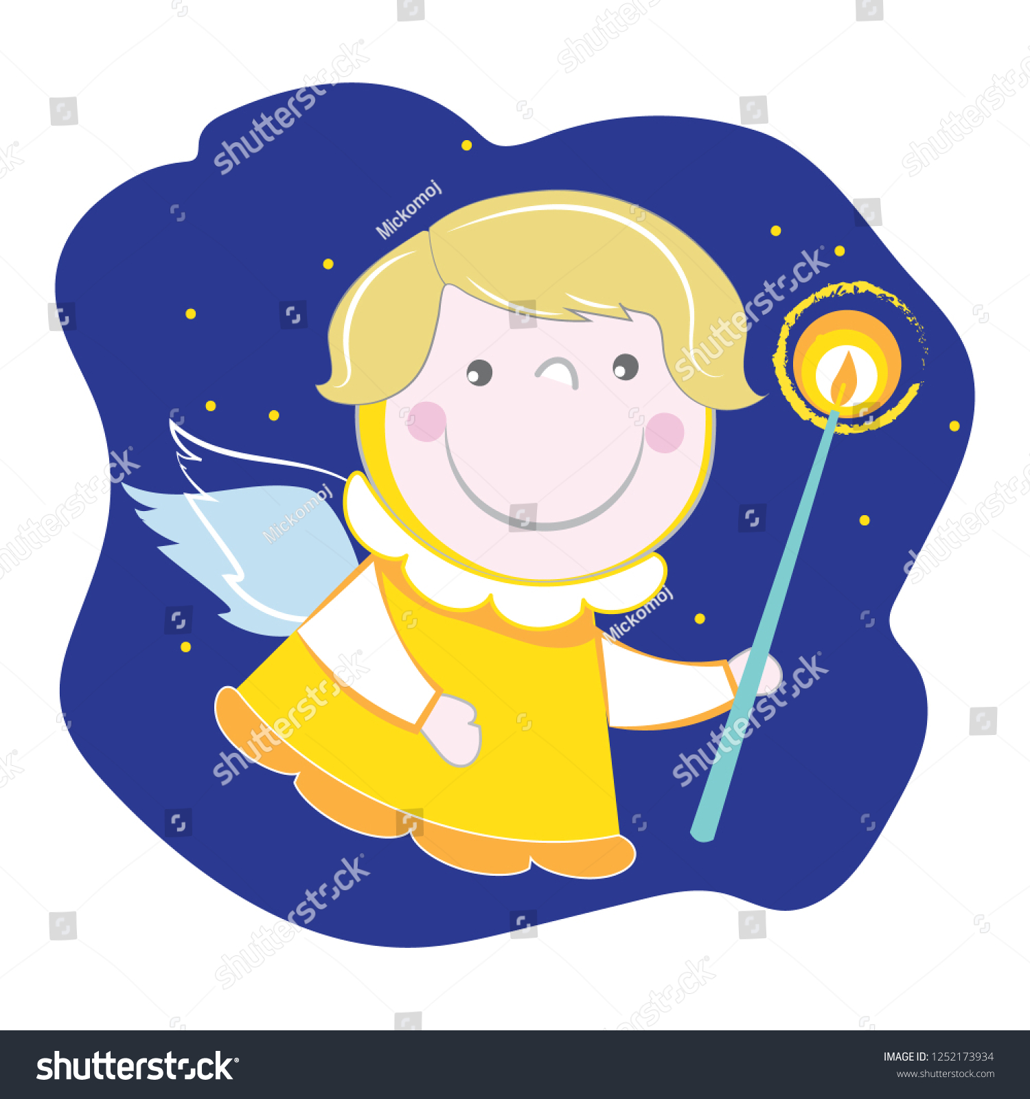 Cute Little Angel Candle Cartoon Character Stock Vector Royalty Free