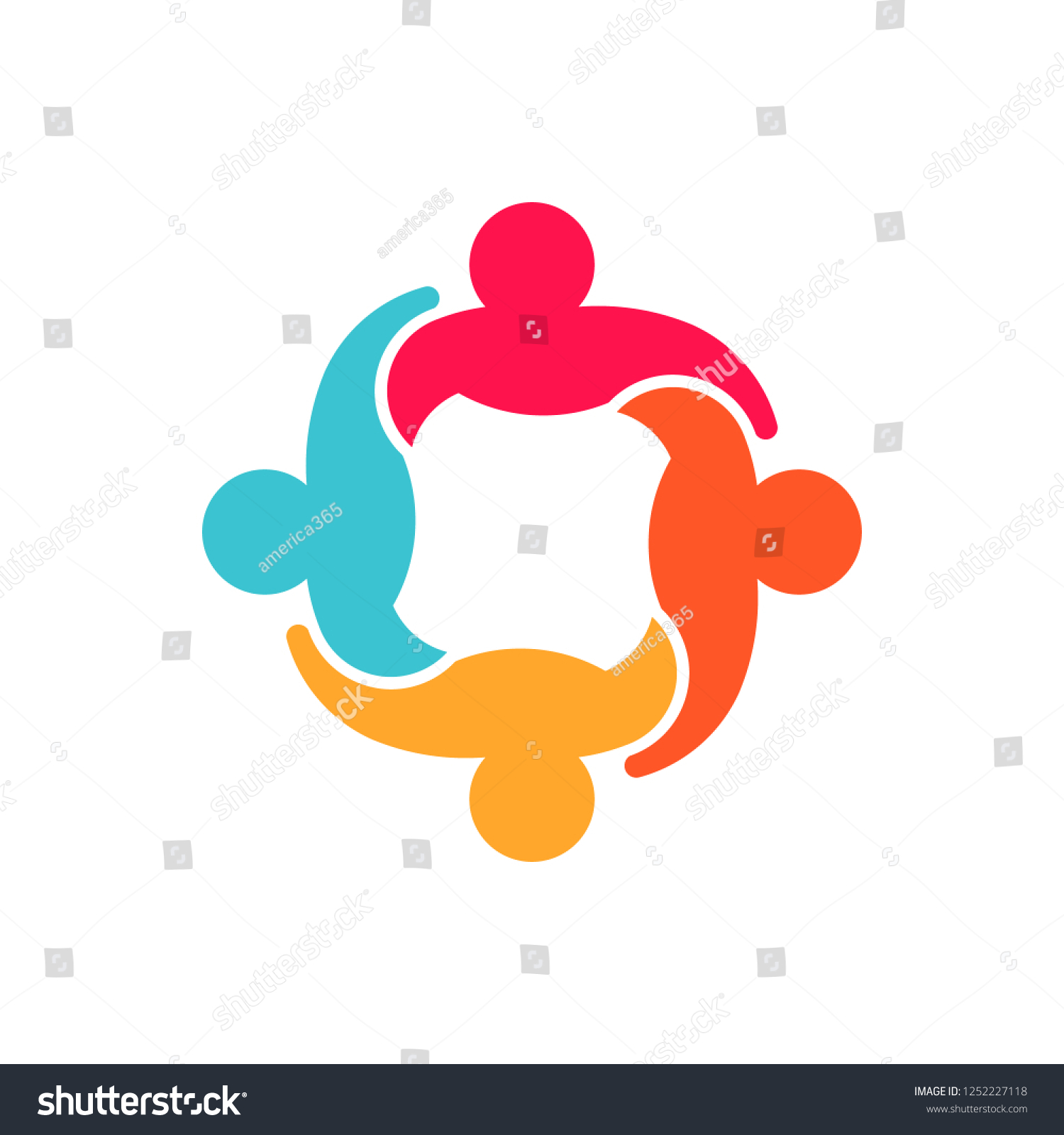 Cooperation Teamwork People Group Logo Design Stock Vector (Royalty ...