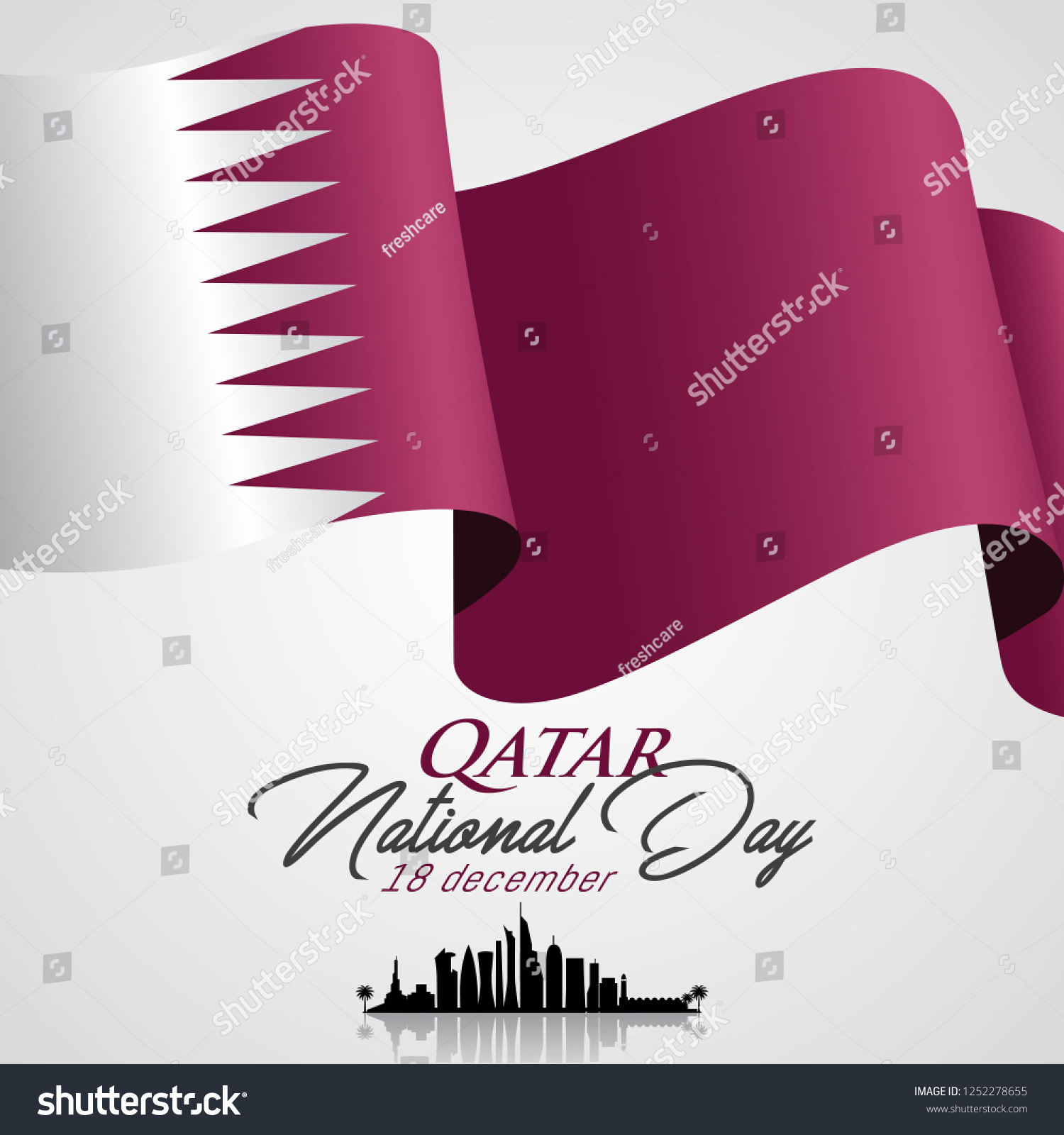 Qatar National Day Celebration Landmark Flag Stock Vector (Royalty Free ...