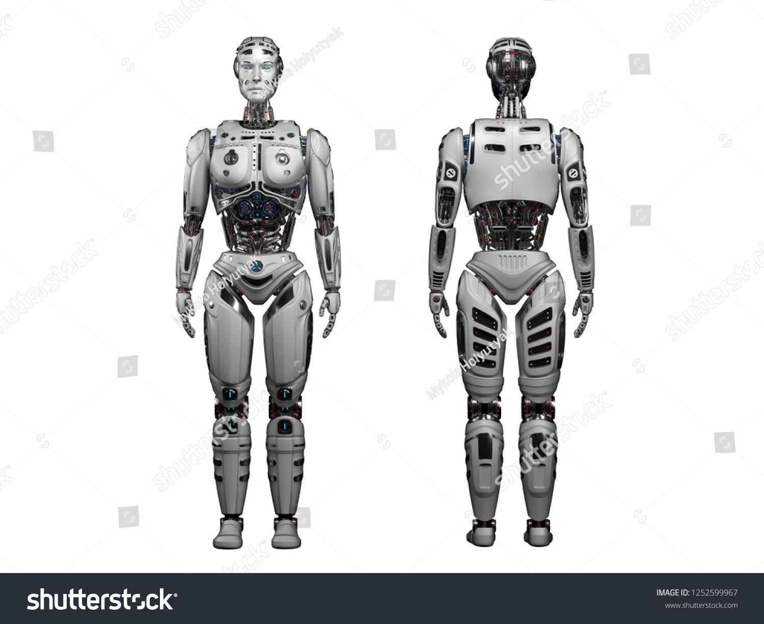 Futuristic Robot Man Very Detailed Cyborg Stock Illustration 1252599967 ...