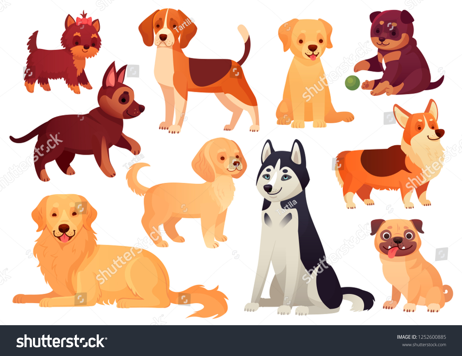 Cartoon Puppy Dog Happy Puppies Smiling Stock Vector (Royalty Free ...