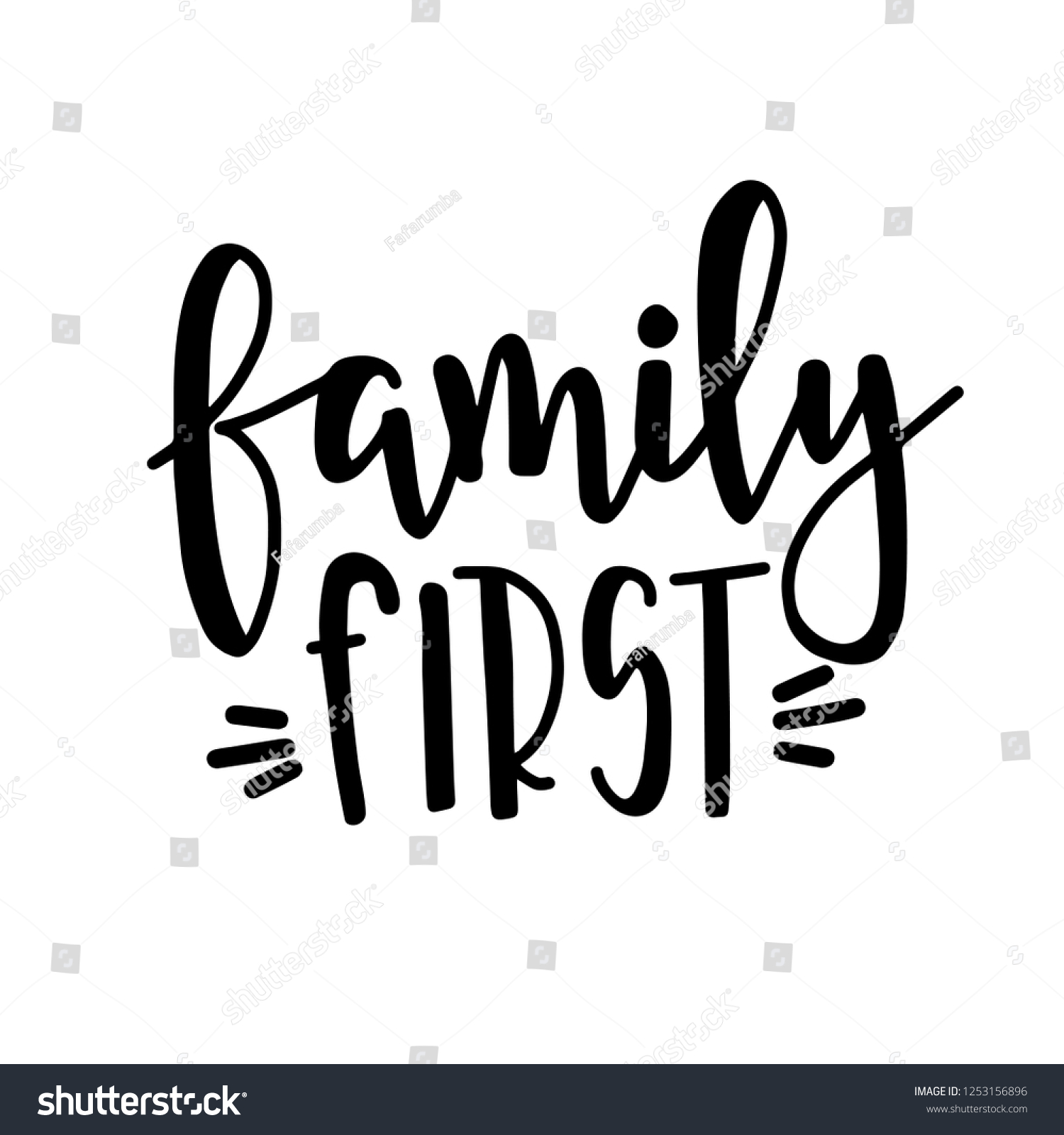 Family First Hand Drawn Typography Poster Stock Vector (Royalty Free ...