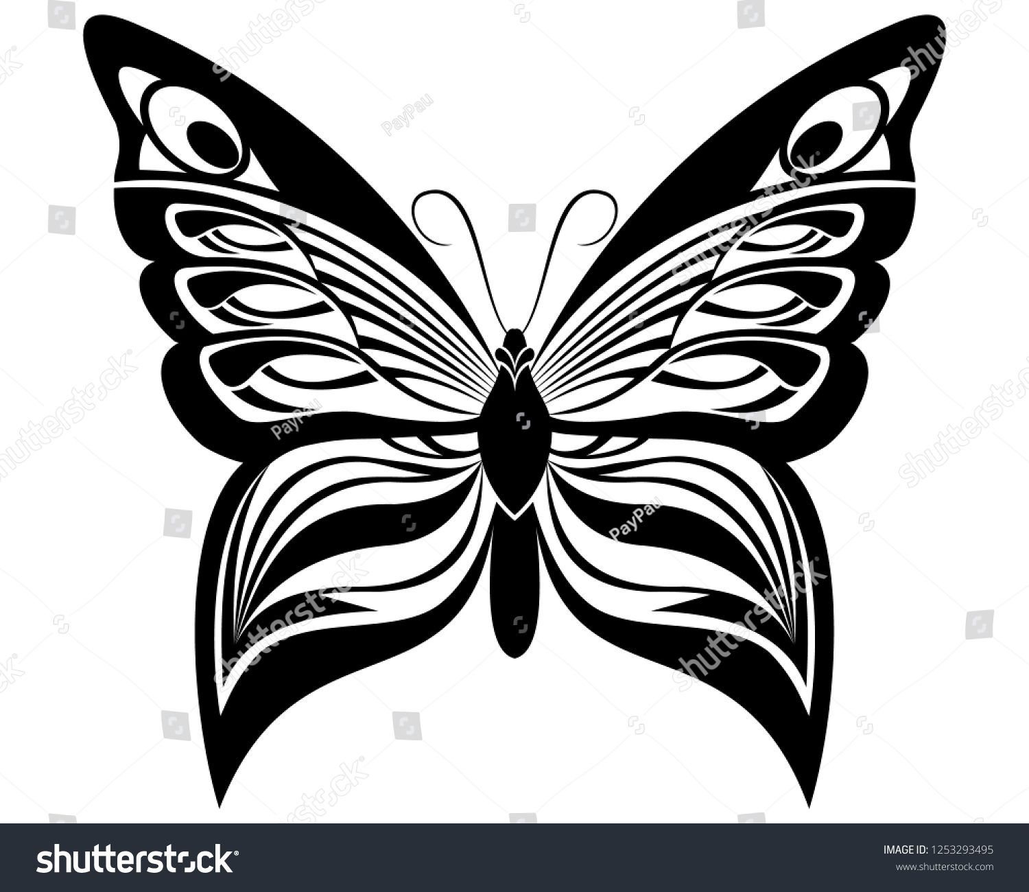 Butterfly Vector Art Stencil Tattoo Tshirt Stock Vector (Royalty Free ...