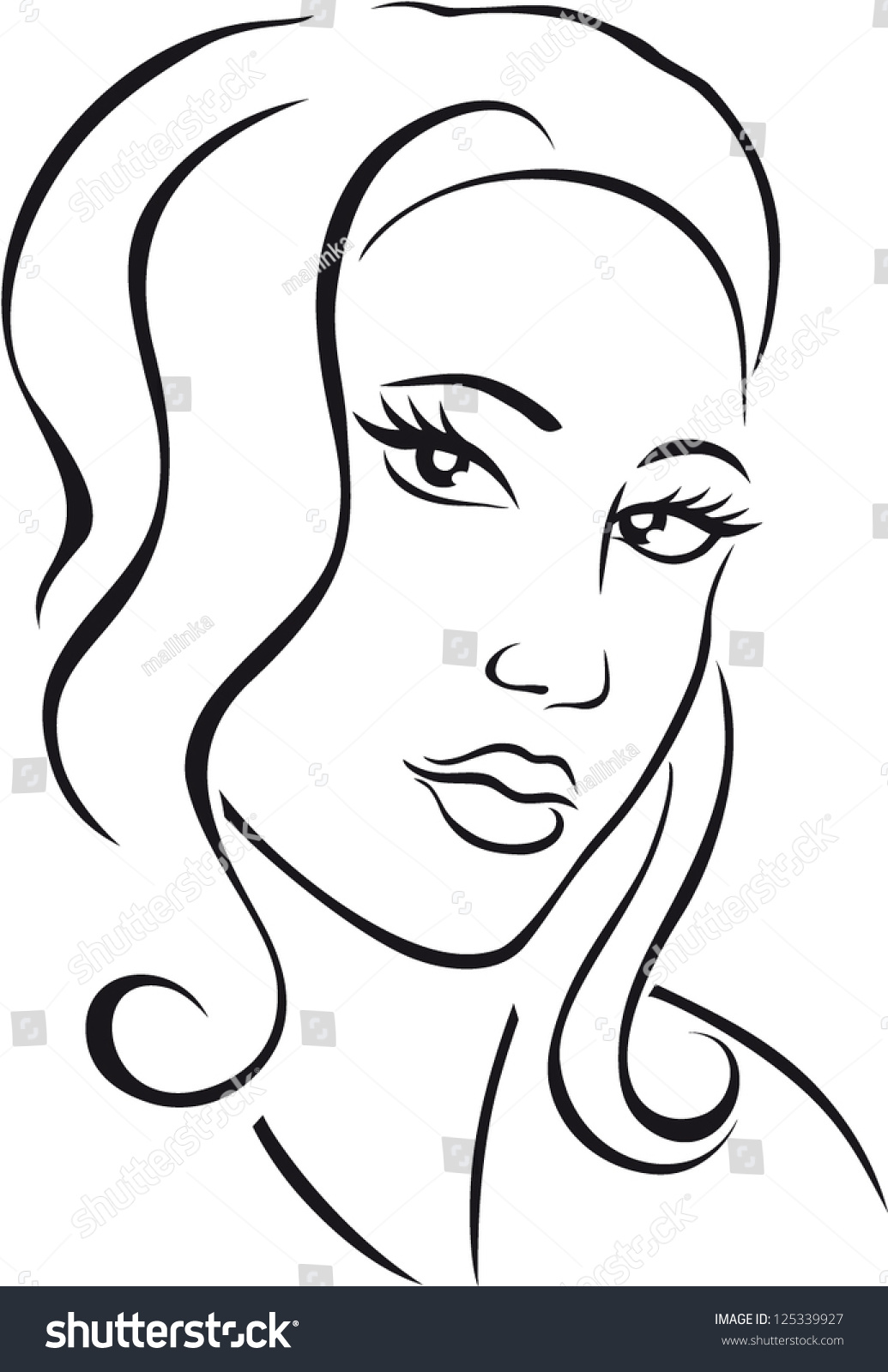 Beauty Girl Face Vector Illustration Stock Vector Royalty Free 125339927 Shutterstock