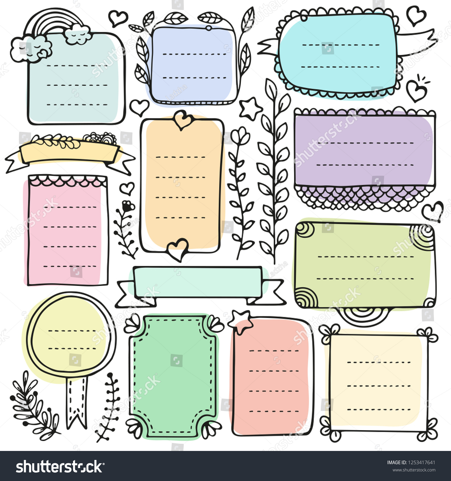 Bullet Journal Hand Drawn Vector Elements Stock Vector (Royalty Free ...
