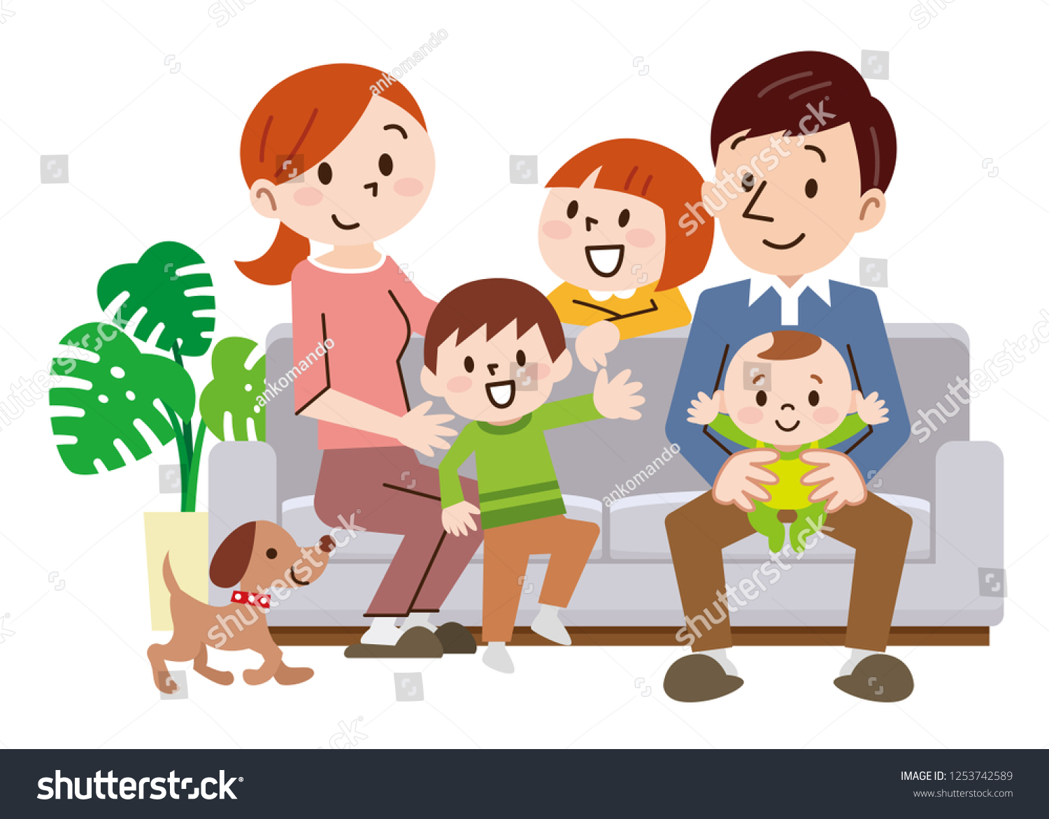 Cheerful Family Home Sitting Sofa Stock Vector (Royalty Free ...