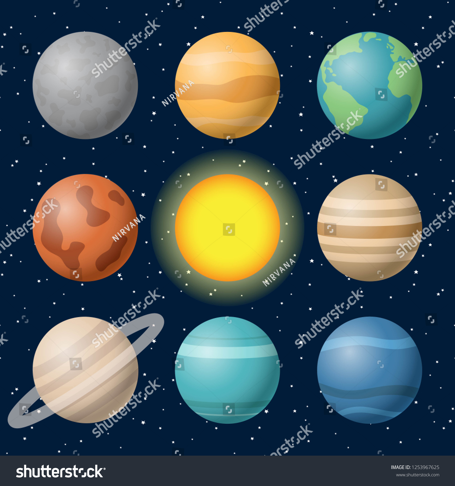 Planets Solar System Mercury Venus Earth Stock Vector (Royalty Free ...