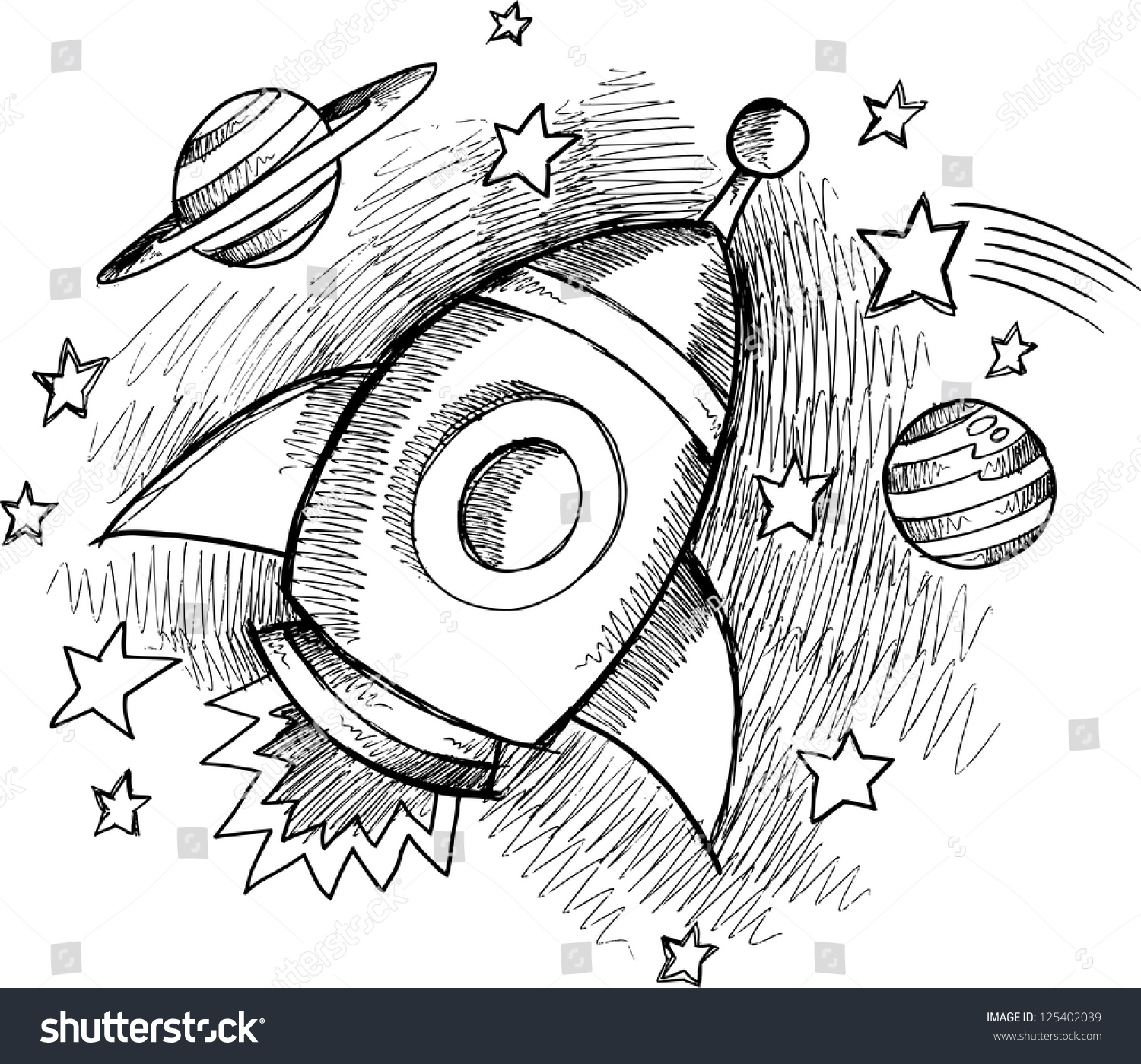 Эскиз рисунка на тему космос