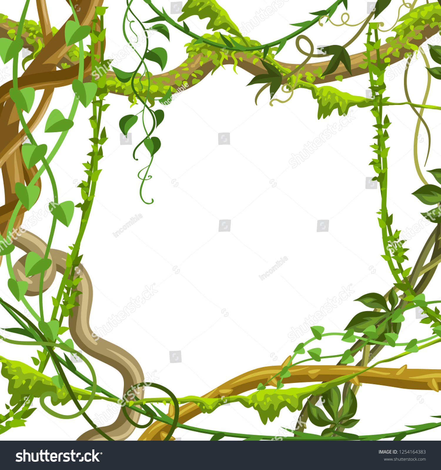 Twisted Wild Lianas Branches Frame Jungle Stock Vector (Royalty Free ...