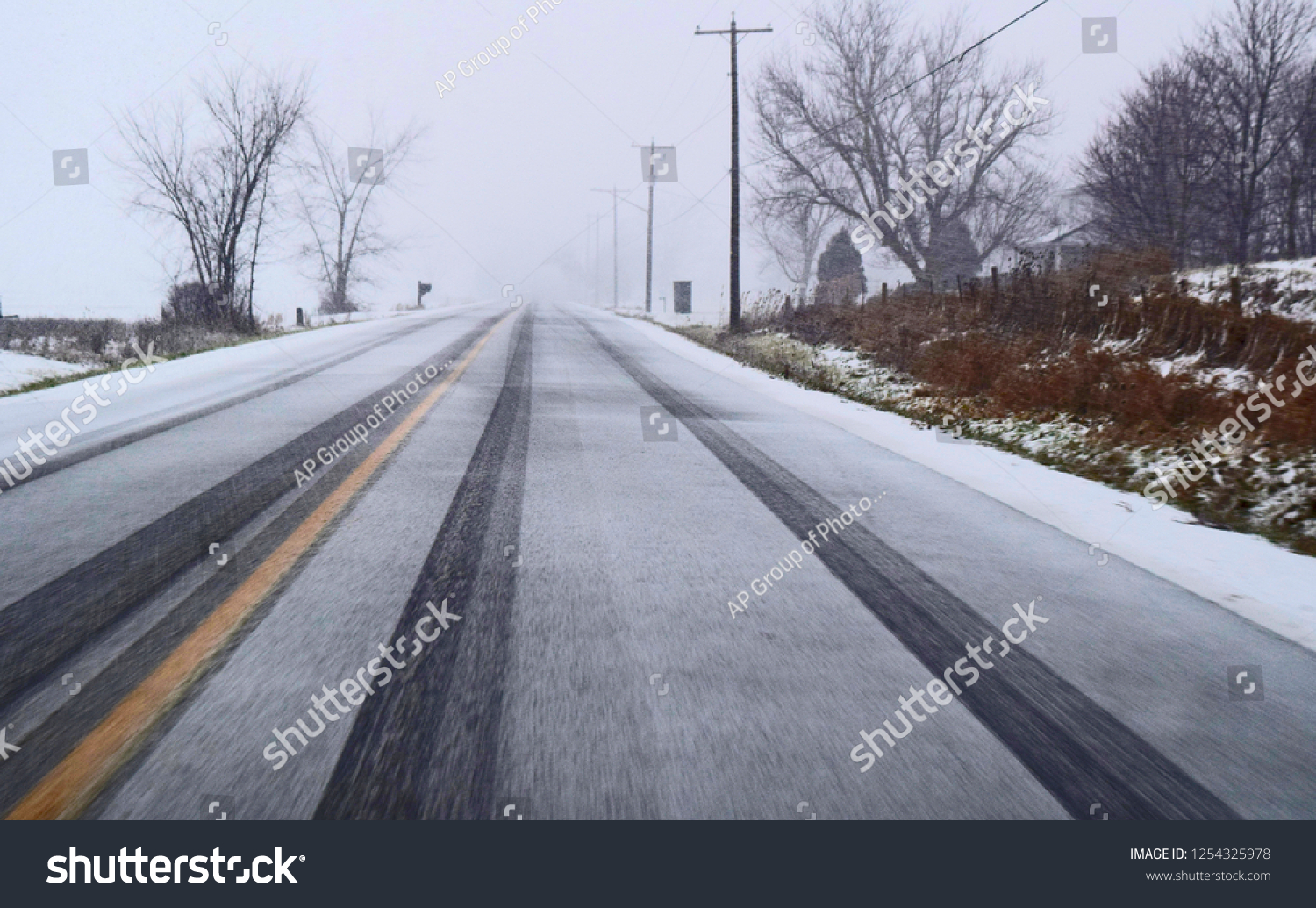 Driving Poor Weather Conditions On Wet Stock Photo 1254325978 ...