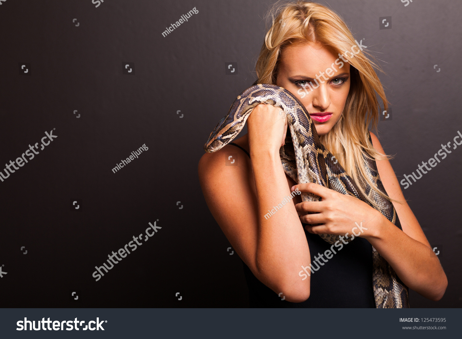 Sexy Blonde Woman Posing Python Shutterstock