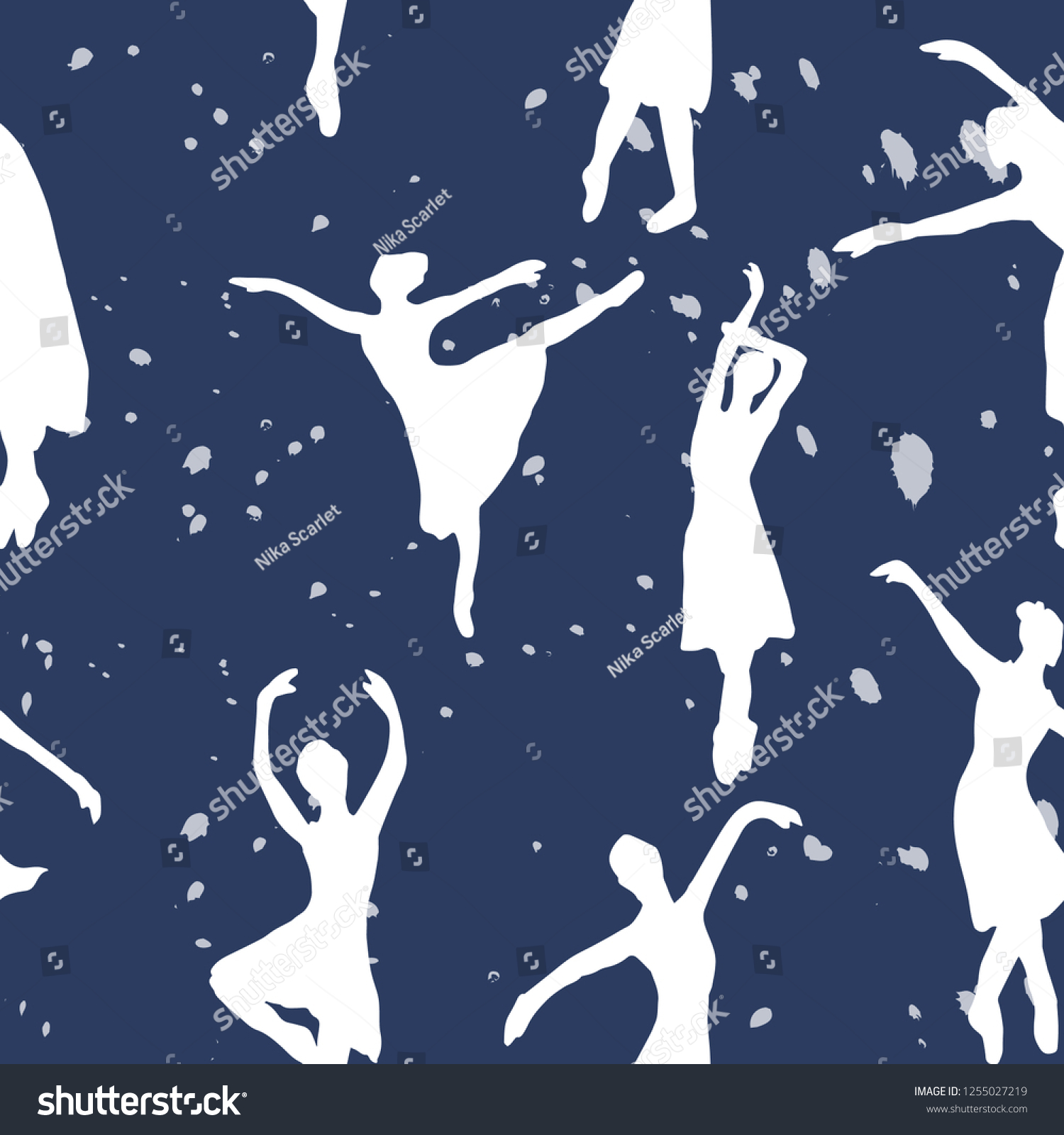 Silhouette Seamless Pattern Dancing Ballerinas Splashes Stock Vector Royalty Free 1255027219 4561