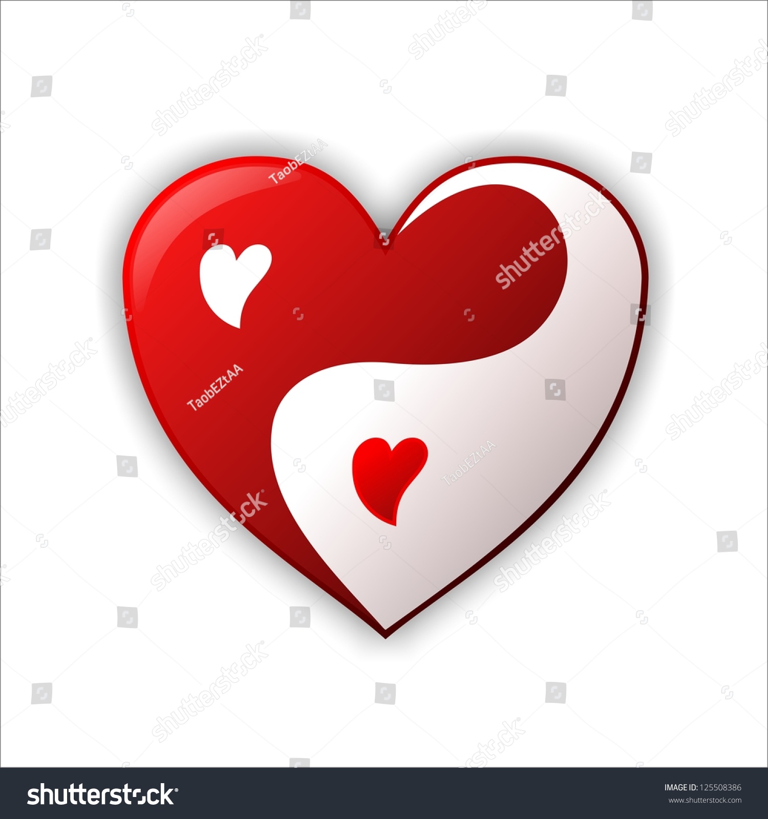 Yin Yang Heart Illustration Red White Stock Illustration 125508386 ...