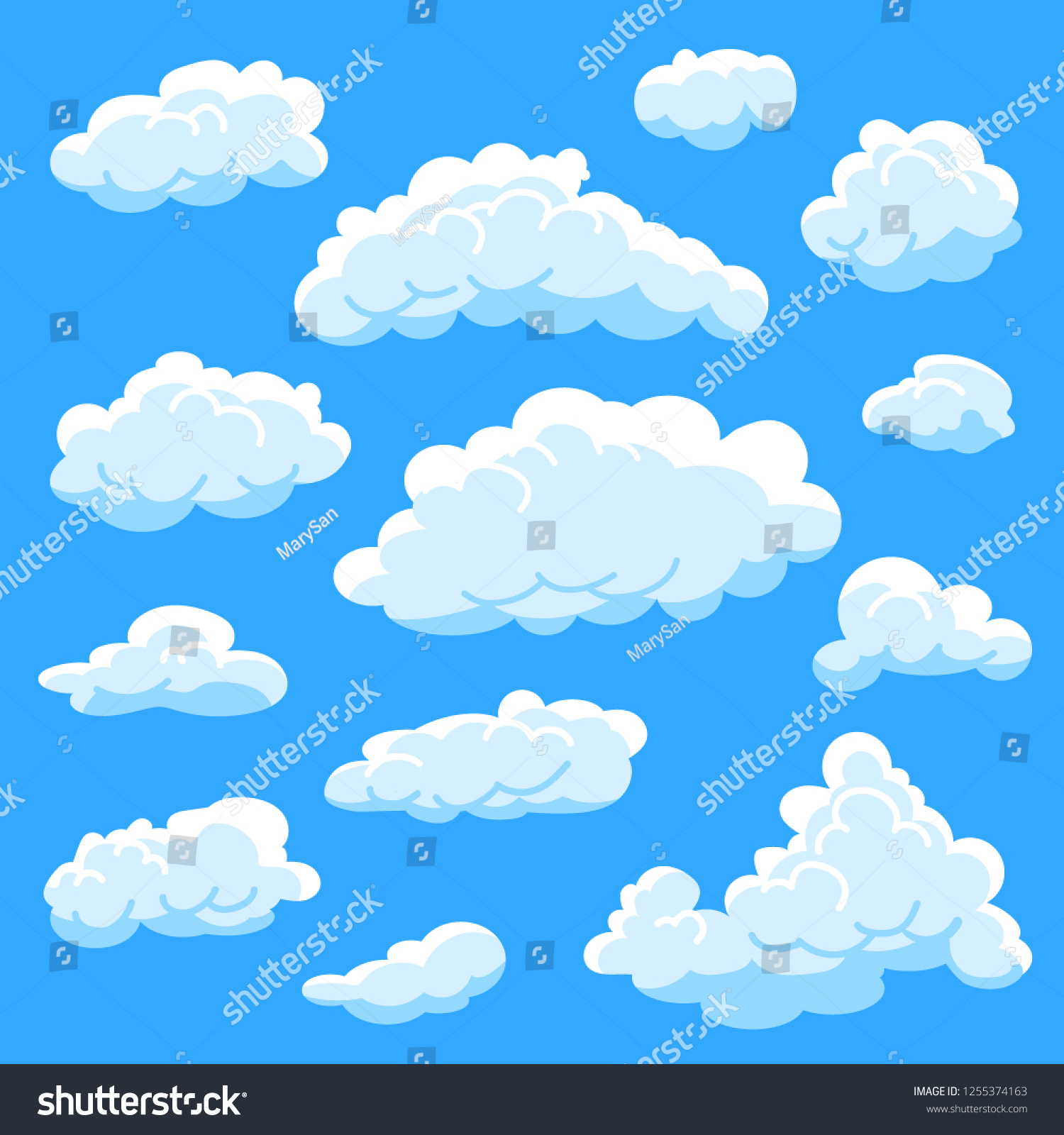 Set Different Shape Cartoon White Clouds Stock Vector (Royalty Free ...