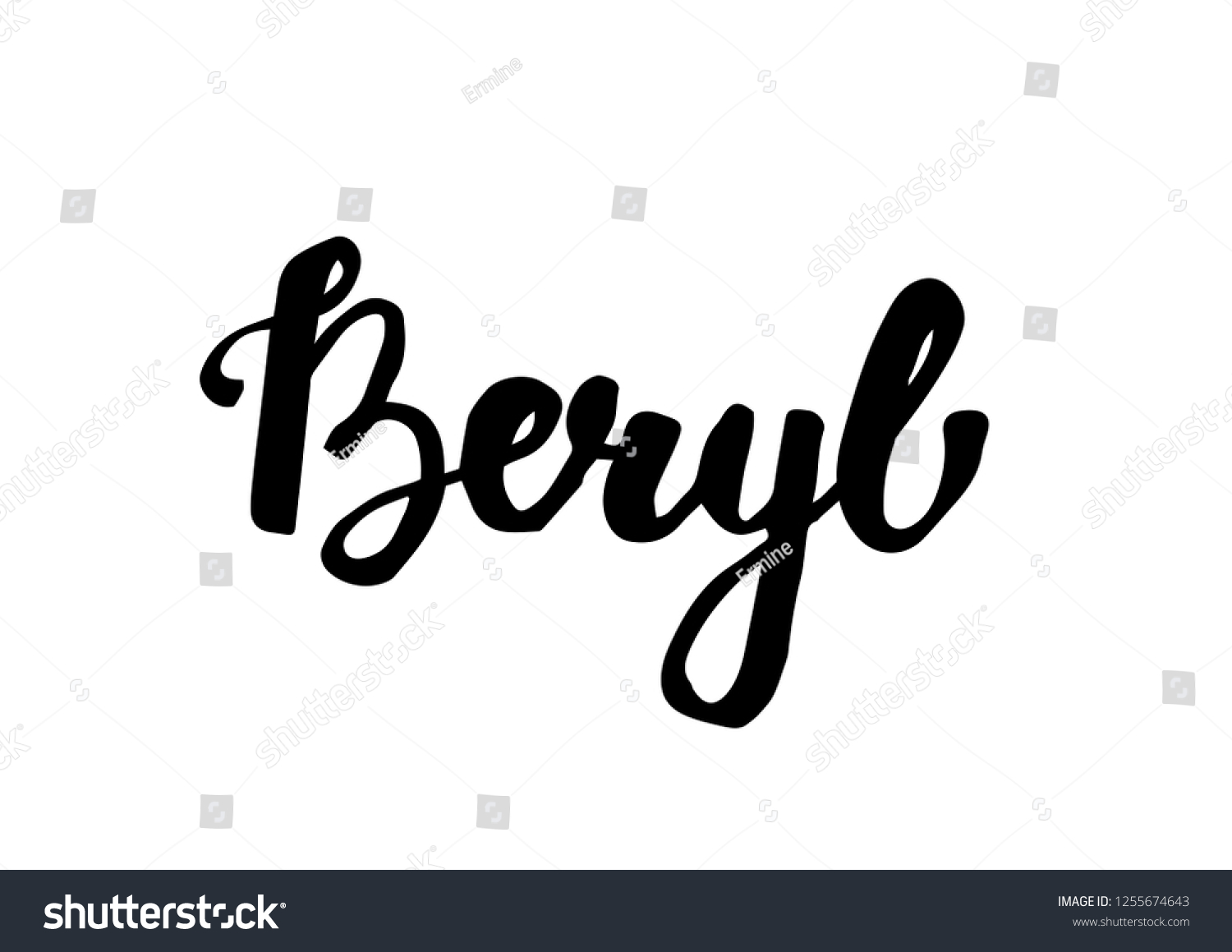 Female Name Beryl Handwritten Lettering Black Stock Vector (Royalty ...