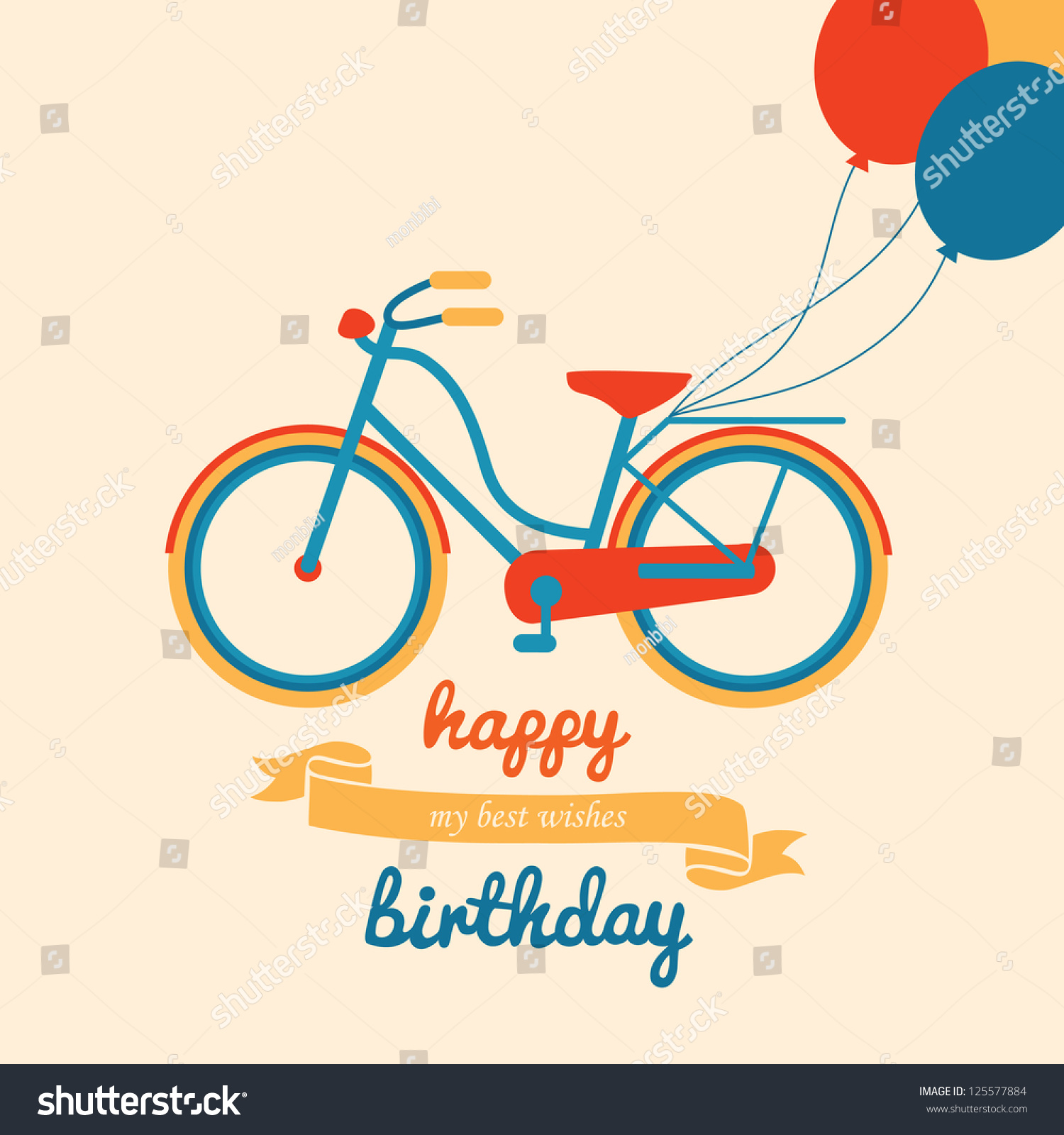 Bike Happy Birthday illustration