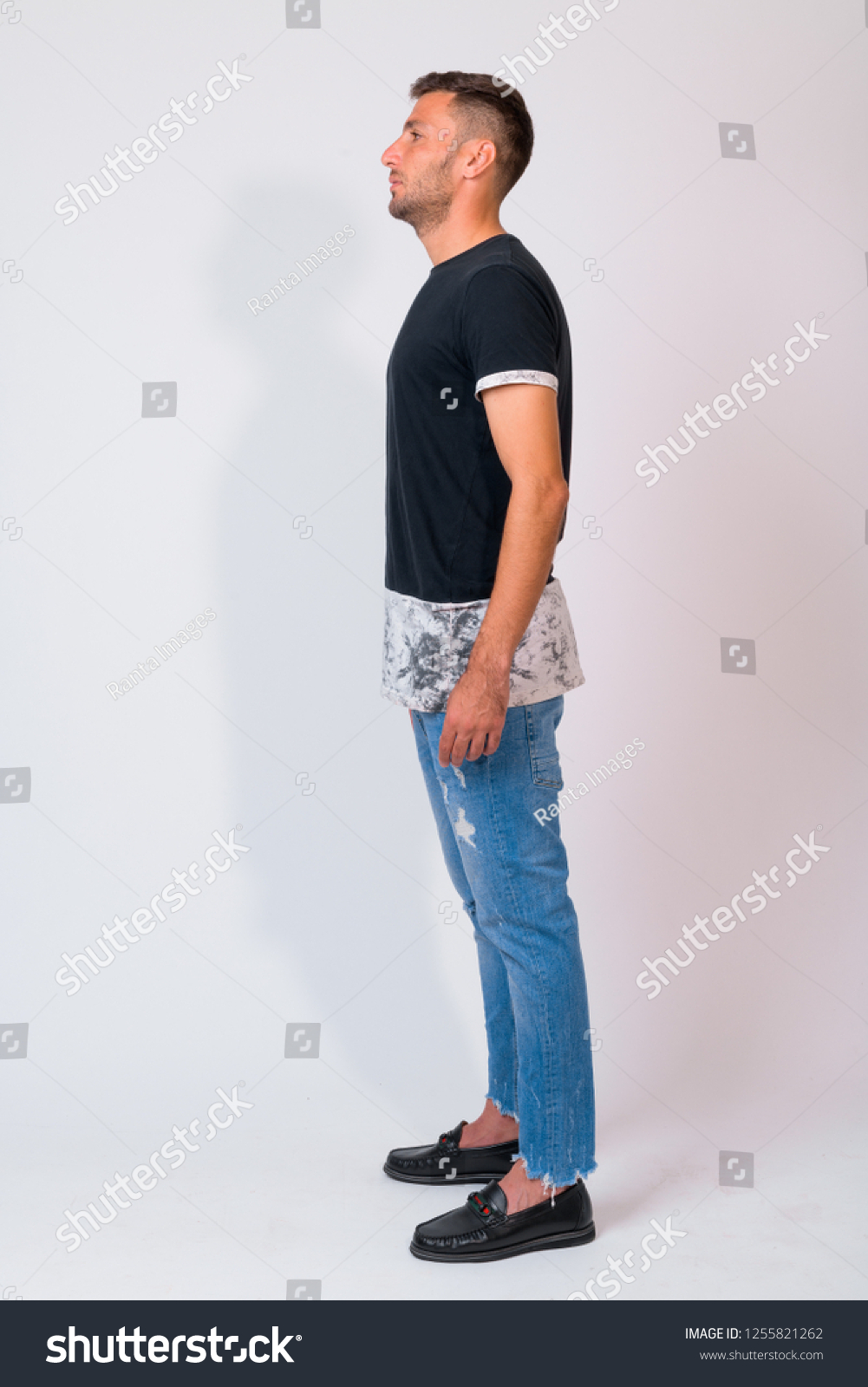 Full Body Shot Profile View Handsome Stock Photo 1255821262 | Shutterstock