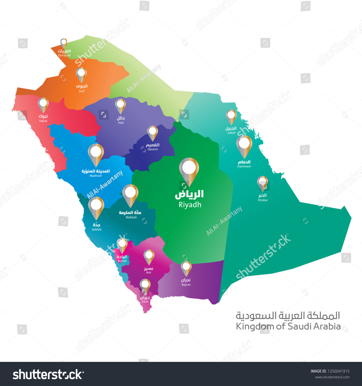 vektor-stok-saudi-arabia-map-cities-name-arabic-tanpa-royalti