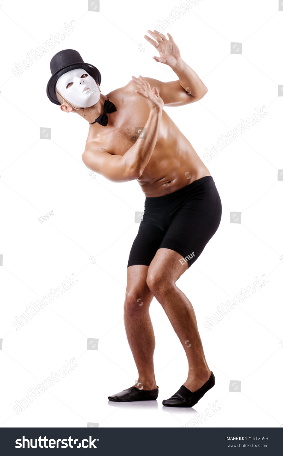 Naked Muscular Mime Isolated On White Foto Stok Shutterstock