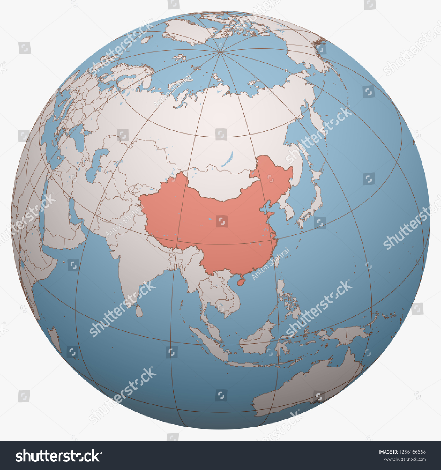 China On Globe Earth Hemisphere Centered Stock Vector (Royalty Free ...