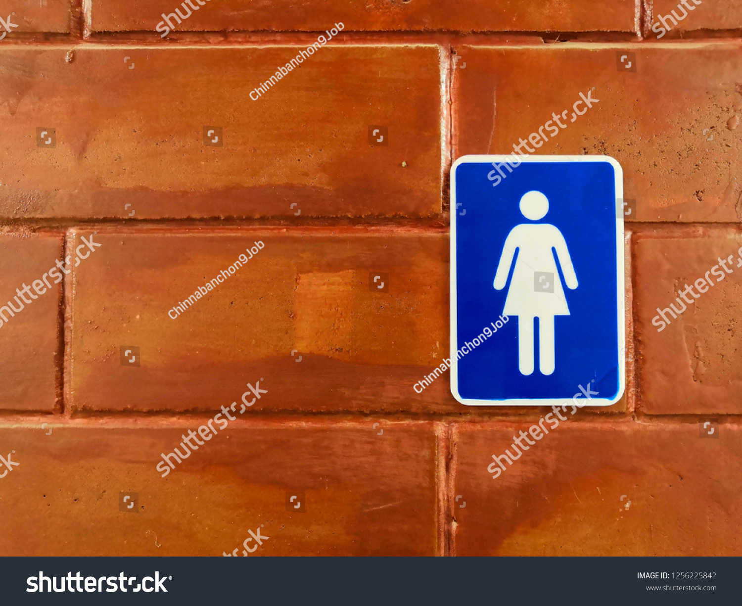 Woman Bathroom Sign On Brown Tile Stock Photo 1256225842 | Shutterstock