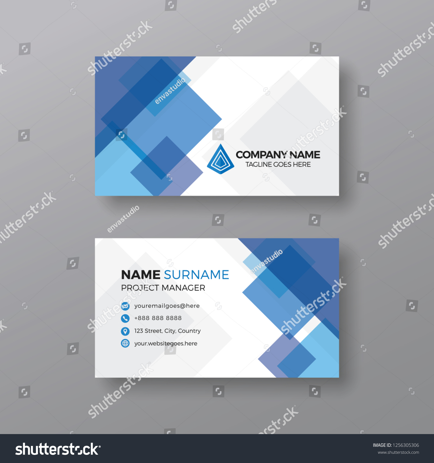 Professional Business Card Template Abstract Blue Stock Vector (royalty 