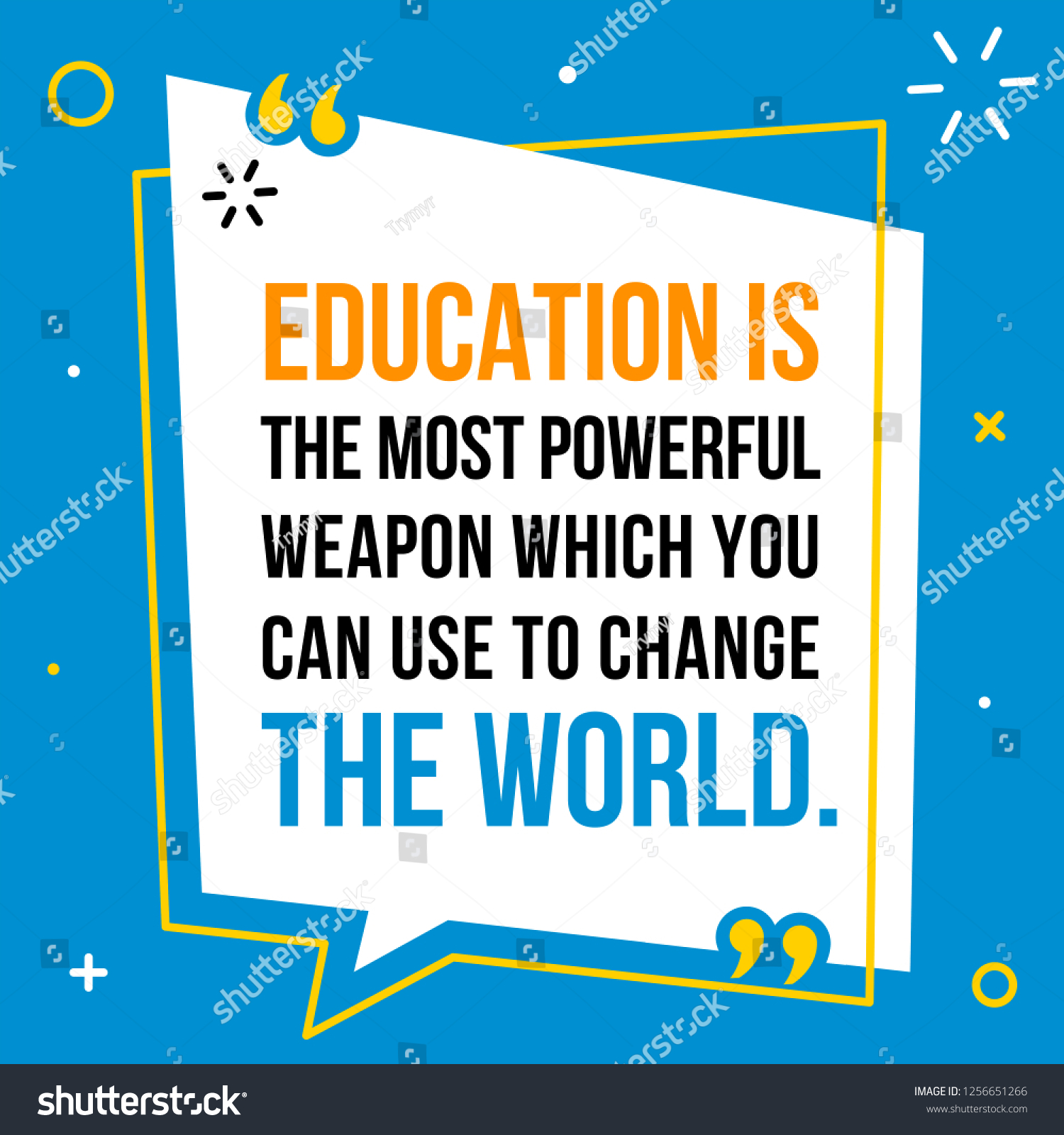 Vector Illustration Quote Education Most Powerful Stock Vector (Royalty ...