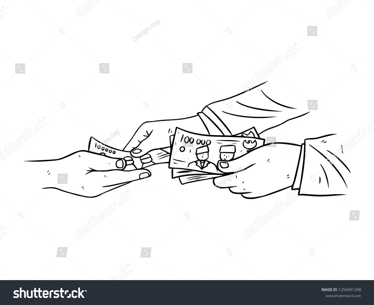 Black White Line Art Sketch Giving Stock Vector (Royalty Free ...