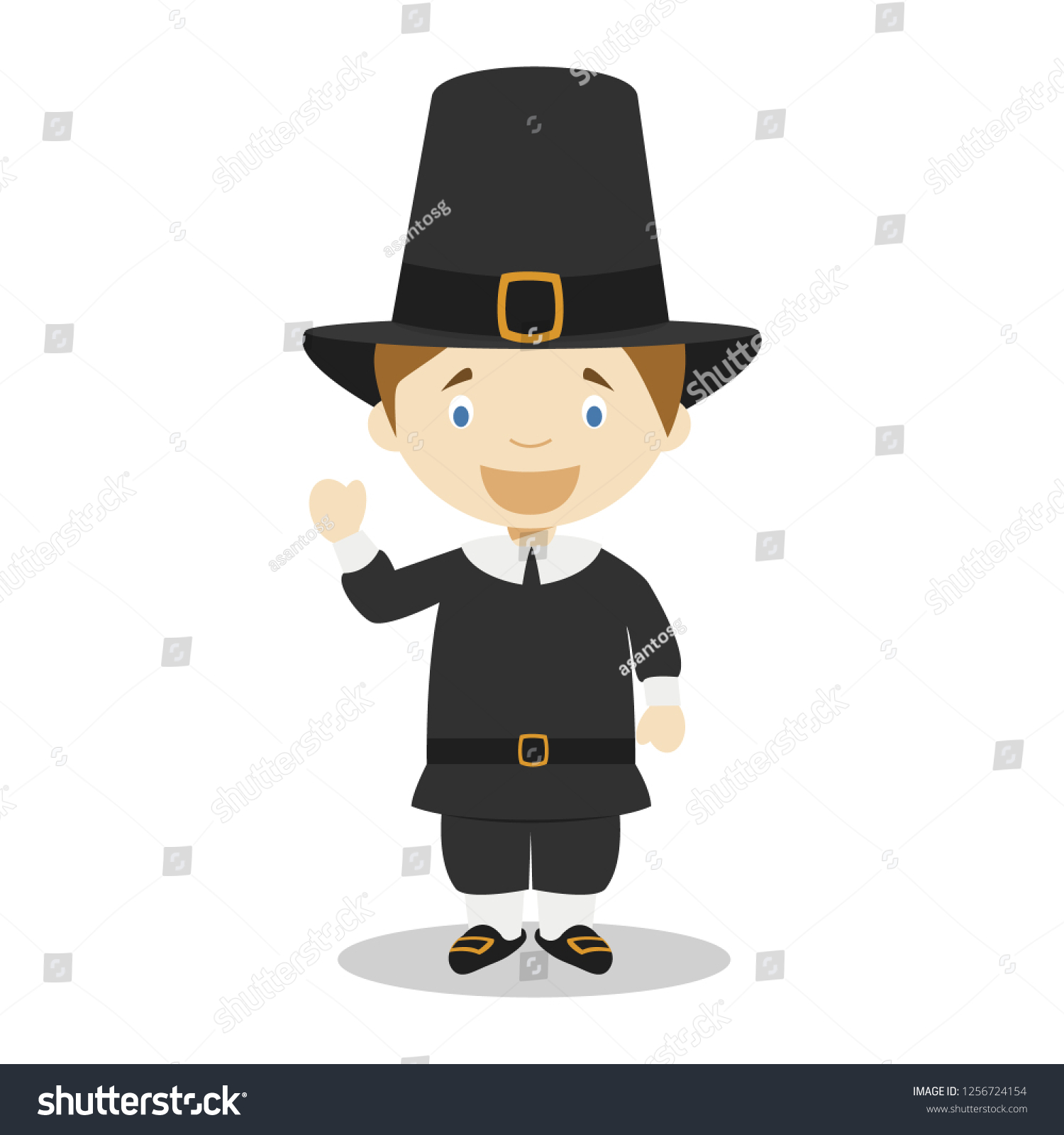 American Settler Cartoon Character Vector Illustration Stock Vector ...