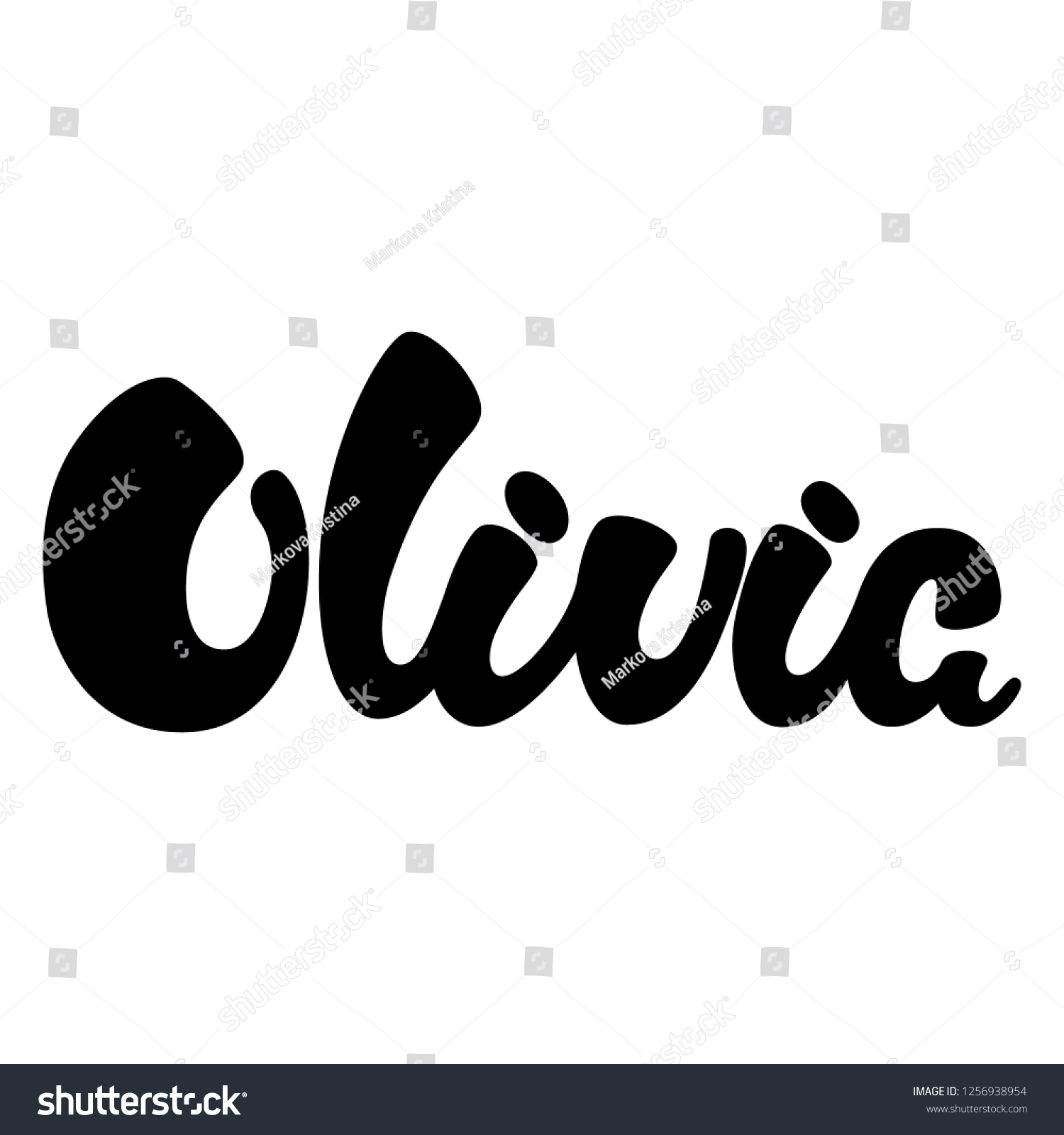 Female Name Olivia Lettering Design Handwritten Stock Vector (Royalty ...